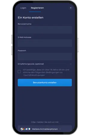 Rainbet Germany Konto erstellen Formular