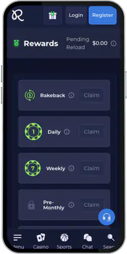 Rainbet App Rewards section