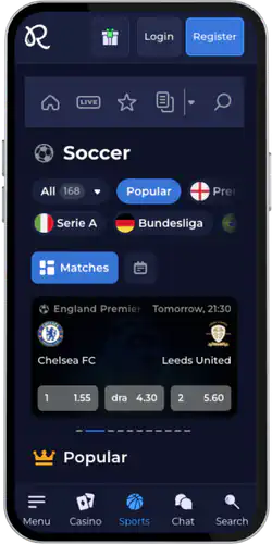 Rainbet App betting on big football