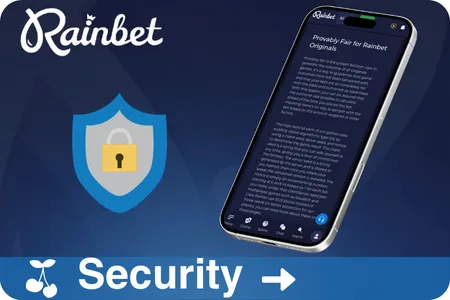 Rainbet security settings with 2FA authentication and SSL encryption on mobile interface