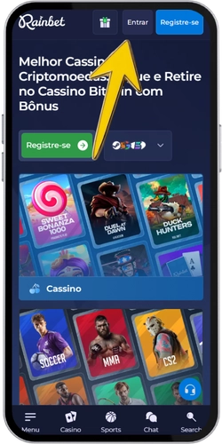 Página de login Rainbet