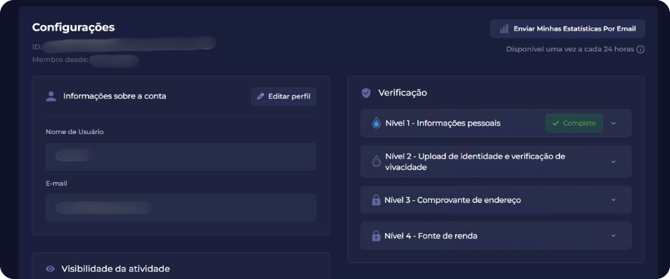 Alterar informações da conta Rainbet