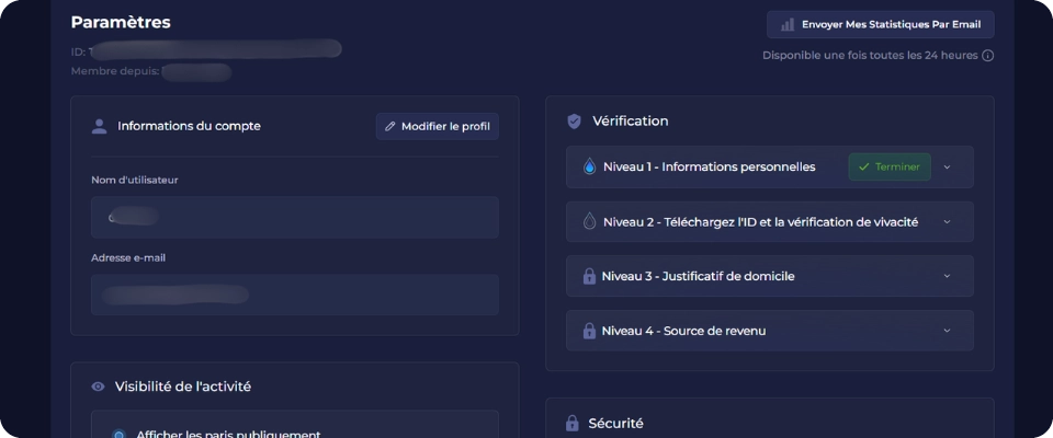 Modification des informations du compte Rainbet