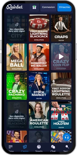 Rainbet Casino en direct
