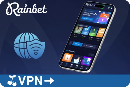 Guide d'accès VPN à Rainbet montrant les régions géo-restreintes et les alternatives de casino