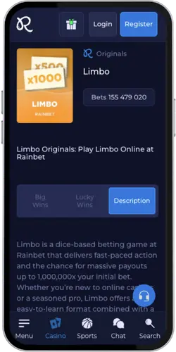 Rainbet App gra Limbo