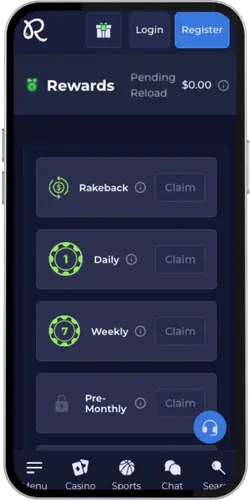 Rainbet App Belohnungsbereich