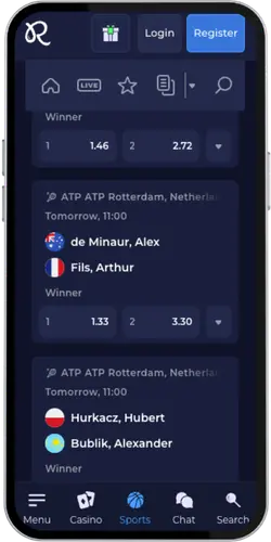 Rainbet aplikace sázení na tenis